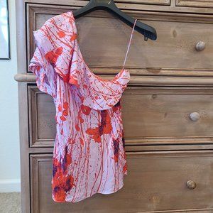 100% Silk one shoulder elle Tahari blouse